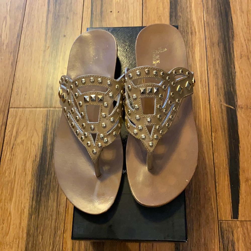 gold BLACK ROOSTER sandals